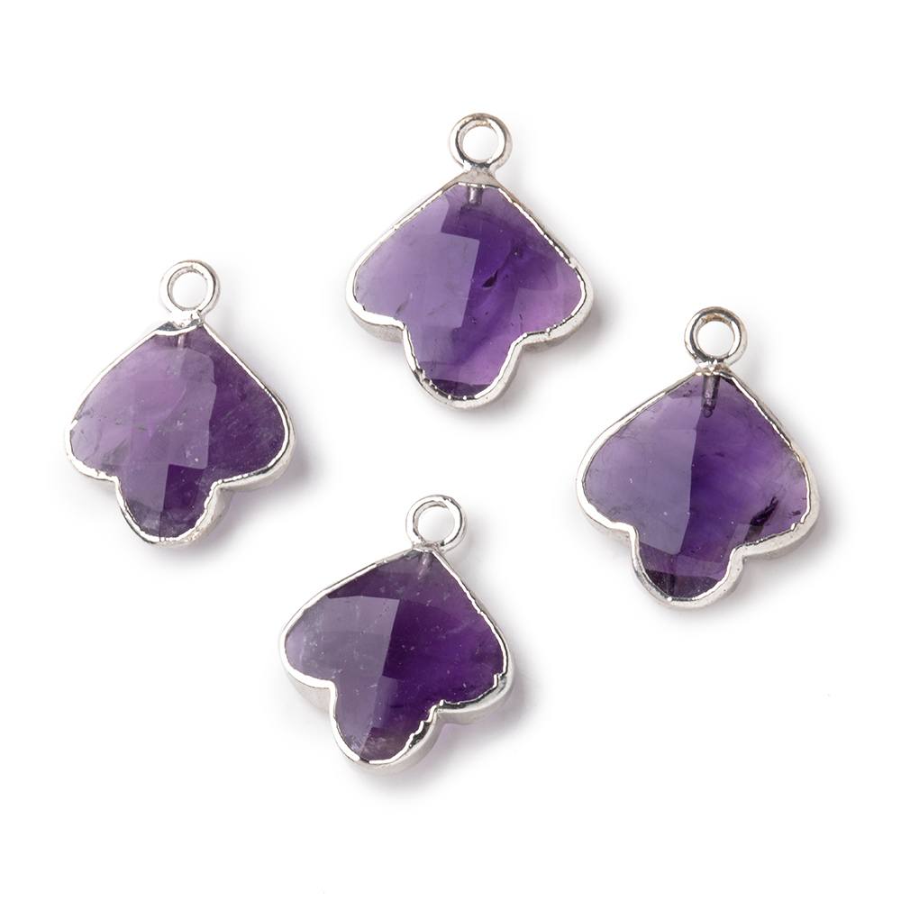 14mm Silver Leafed Amethyst Faceted Trillium Flower Focal Pendant 1 piece (ONLINE ORDER ONLY)