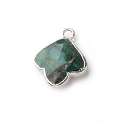 14mm Silver Leafed Emerald Faceted Trillium Flower Focal Pendant 1 piece (ONLINE ORDER ONLY)