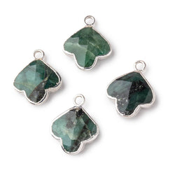 14mm Silver Leafed Emerald Faceted Trillium Flower Focal Pendant 1 piece (ONLINE ORDER ONLY)