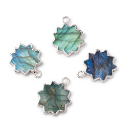 14mm Silver Leafed Labradorite Star Burst Focal Pendant 1 piece (ONLINE ORDER ONLY)