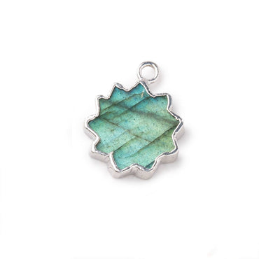 14mm Silver Leafed Labradorite Star Burst Focal Pendant 1 piece (ONLINE ORDER ONLY)