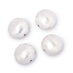 14mm Silver Plated Copper Brushed Coin Beads Set of 4 pieces (ONLINE ORDER ONLY)