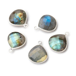15mm Sterling Silver Labradorite Faceted Heart Pendant 1 Focal Bead (ONLINE ORDER ONLY)