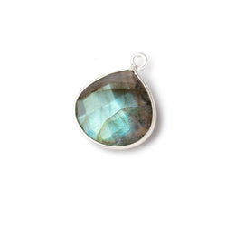 15mm Sterling Silver Labradorite Faceted Heart Pendant 1 Focal Bead (ONLINE ORDER ONLY)