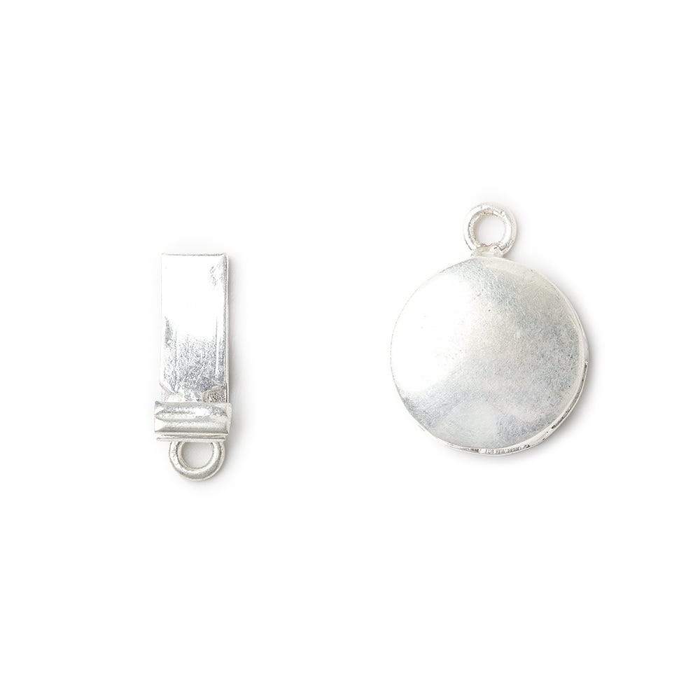 14mm Sterling Silver plated Box Clasp Plain Round Design 1 piece (ONLINE ORDER ONLY)