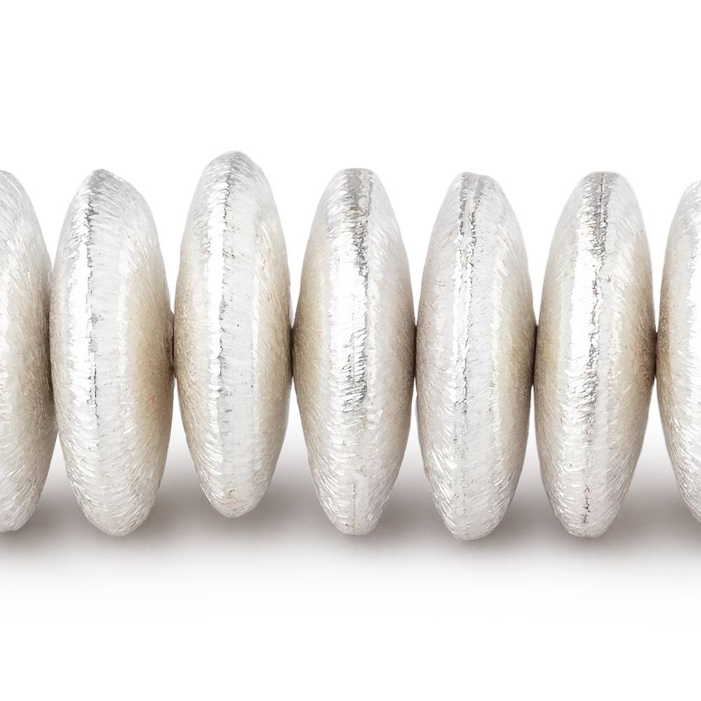 14mm Sterling Silver Plated Copper Brushed Disc Beads 8 inch 44 pieces (ONLINE ORDER ONLY)