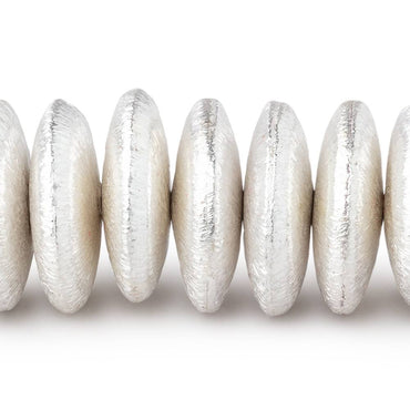 14mm Sterling Silver Plated Copper Brushed Disc Beads 8 inch 44 pieces (ONLINE ORDER ONLY)
