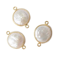 14mm Vermeil Bezel Cream Coin Pearl Connector 1 piece (ONLINE ORDER ONLY)