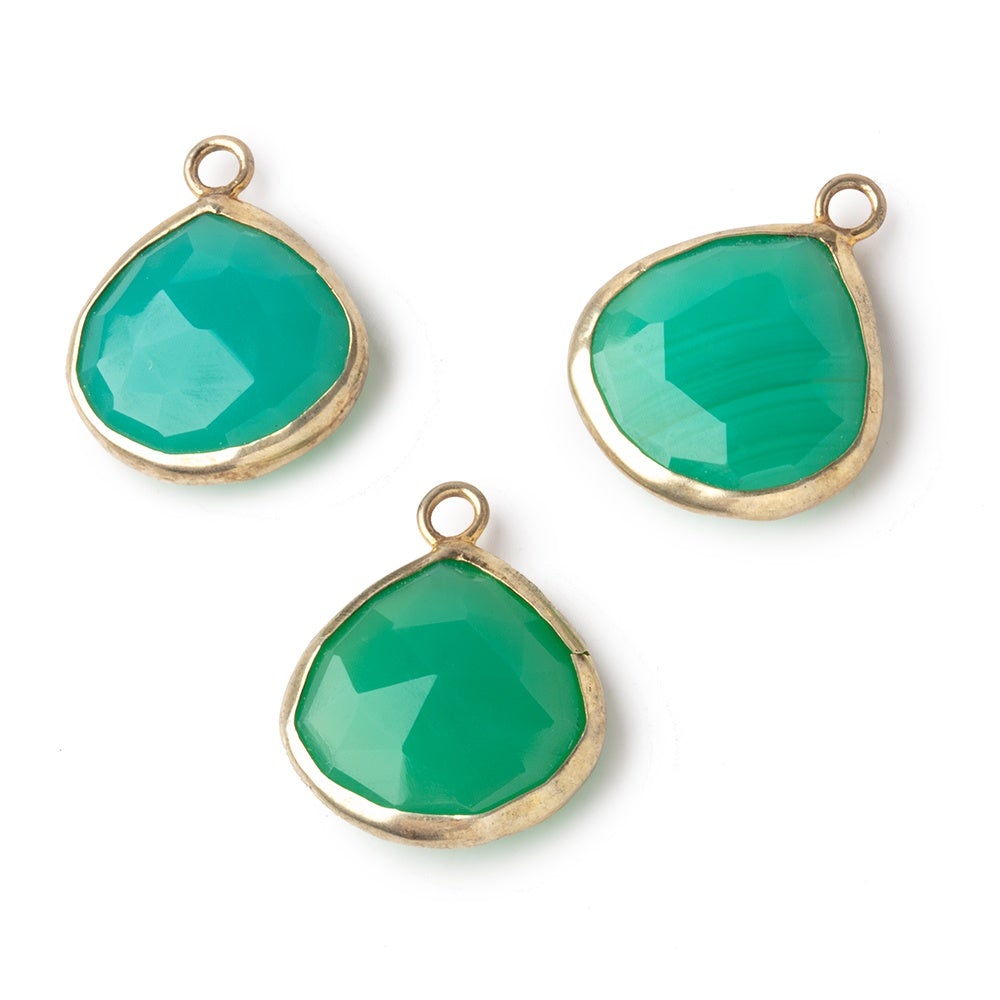 14mm Vermeil Bezel Green Onyx Heart Pendant 1 piece (ONLINE ORDER ONLY)
