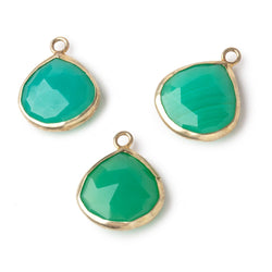 14mm Vermeil Bezel Green Onyx Heart Pendant 1 piece (ONLINE ORDER ONLY)