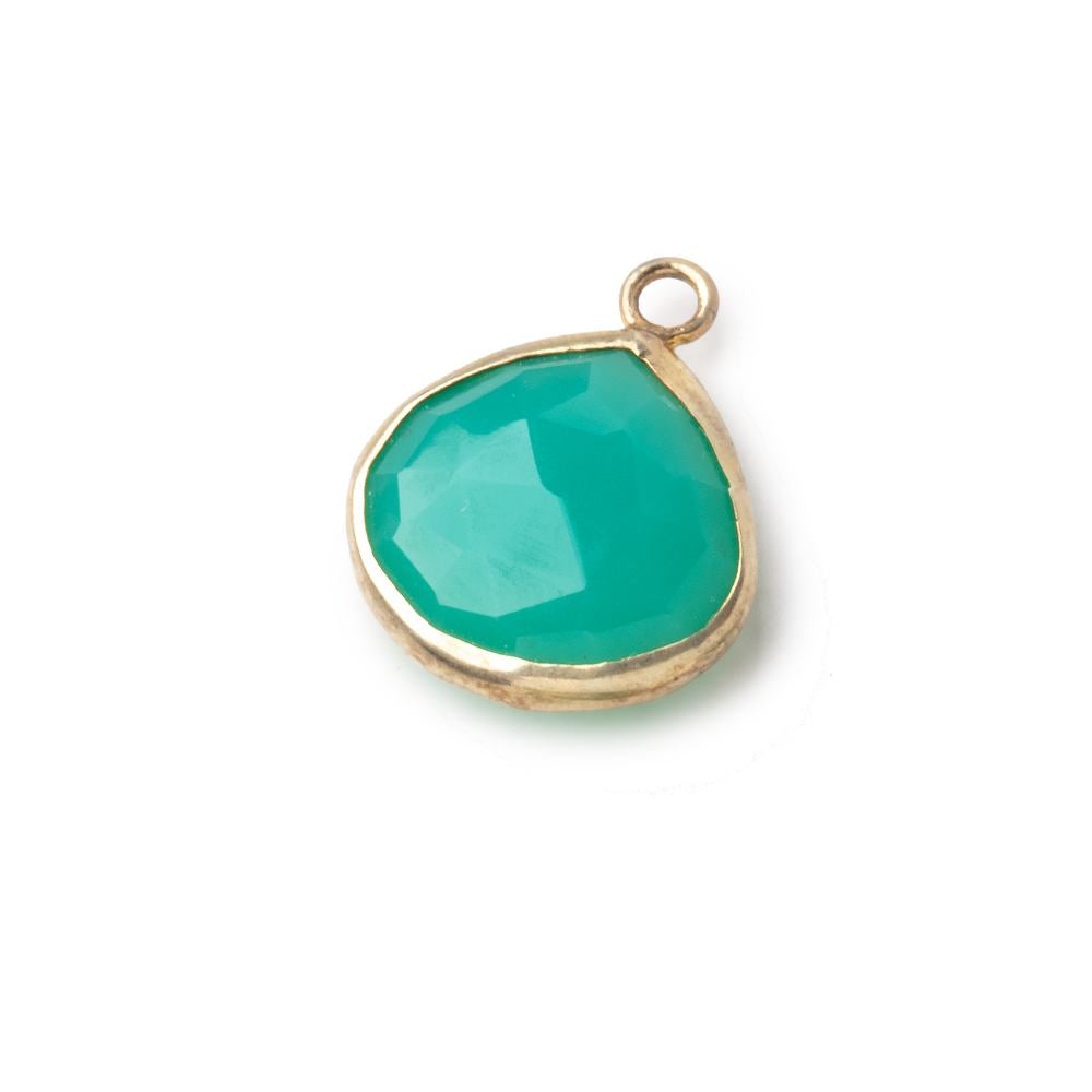 14mm Vermeil Bezel Green Onyx Heart Pendant 1 piece (ONLINE ORDER ONLY)