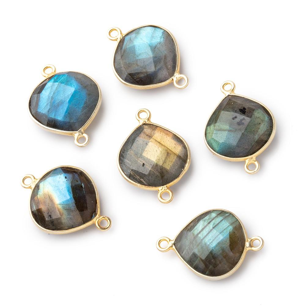 15mm Vermeil Bezel Labradorite Faceted Heart Connector 1 Focal Bead (ONLINE ORDER ONLY)