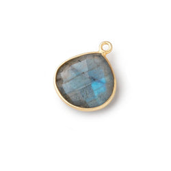 15mm Vermeil Bezel Labradorite Faceted Heart Pendant 1 Focal Bead (ONLINE ORDER ONLY)