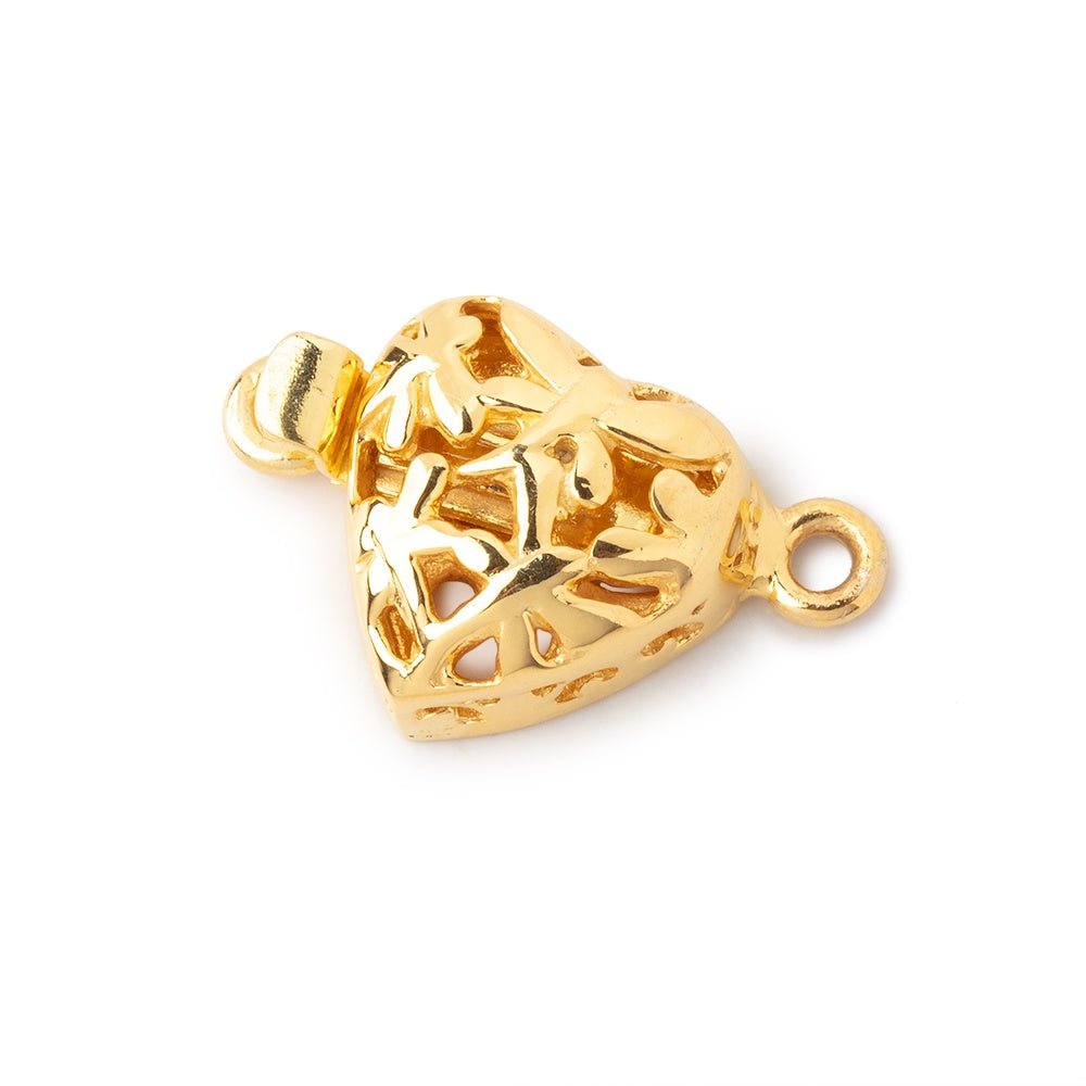 14mm Vermeil Heart Shaped Box Clasp with Dragonfly Design 1 piece (ONLINE ORDER ONLY)