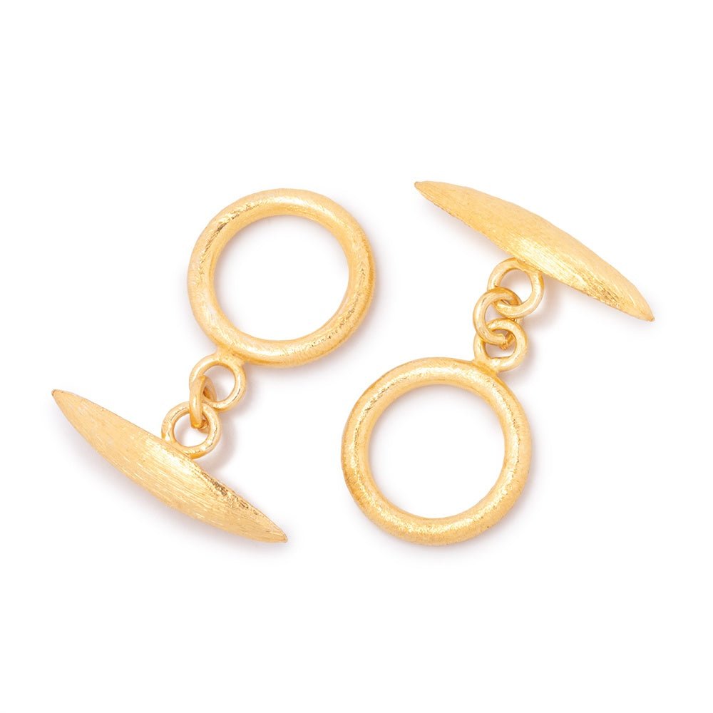 14mm Vermeil Toggle Brushed Marquise Design 1 piece (ONLINE ORDER ONLY)