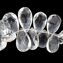 14x10-22x12mm Crystal Quartz faceted pear beads 8 inch 43 pieces (ONLINE ORDER ONLY)