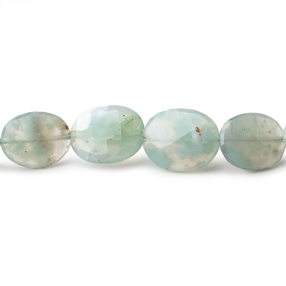 14x10.5-18x14mm Aqua Green Chalcedony straight drilled faceted ovals 18 inch 31 beads (ONLINE ORDER ONLY)