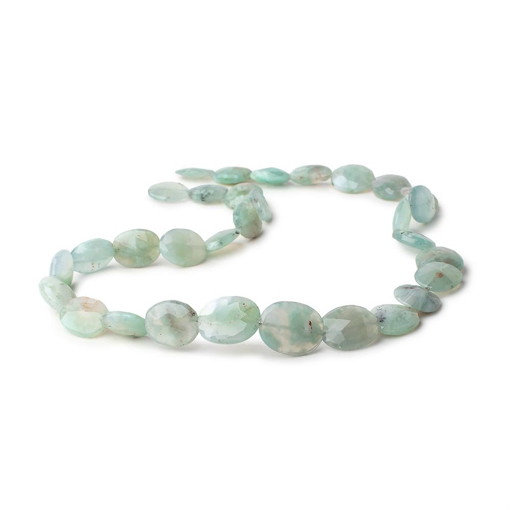 14x10.5-18x14mm Aqua Green Chalcedony straight drilled faceted ovals 18 inch 31 beads (ONLINE ORDER ONLY)