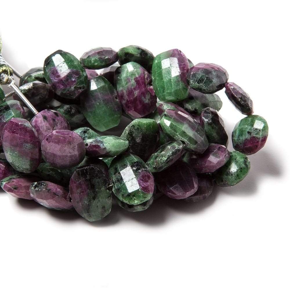 14x10.5mm Ruby in Zoisite side drilled Faceted Cushions 5.5 inch 13 Beads (ONLINE ORDER ONLY)