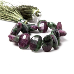 14x10.5mm Ruby in Zoisite side drilled Faceted Cushions 5.5 inch 13 Beads (ONLINE ORDER ONLY)