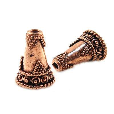14x10mm Antiqued Copper Cone Granulated Design with Twisted Rope Edge 8 in 14 pcs (ONLINE ORDER ONLY)