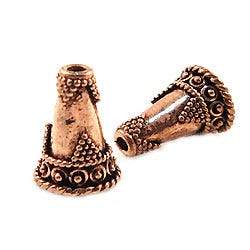 14x10mm Antiqued Copper Cone Granulated Design with Twisted Rope Edge 8 in 14 pcs (ONLINE ORDER ONLY)