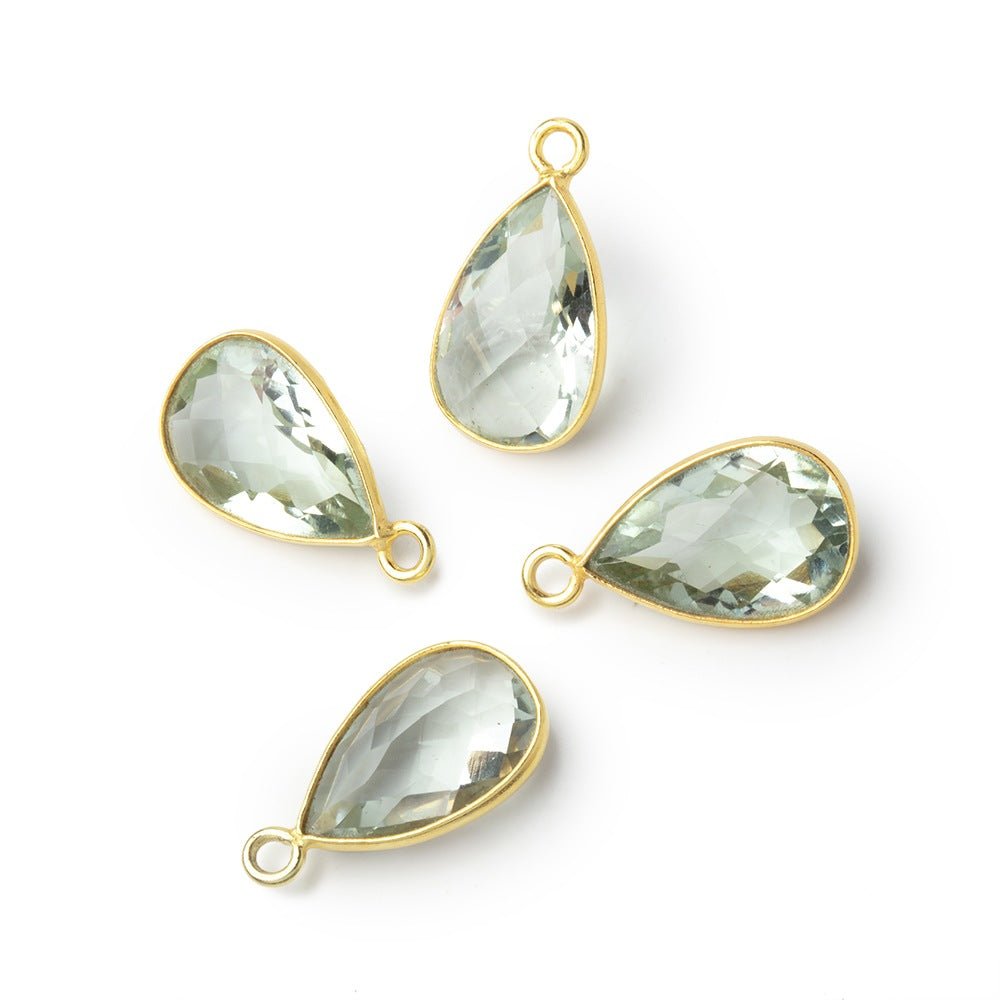14x10mm Vermeil Bezel Prasiolite Pavilion Faceted Pear Pendant 1 piece (ONLINE ORDER ONLY)