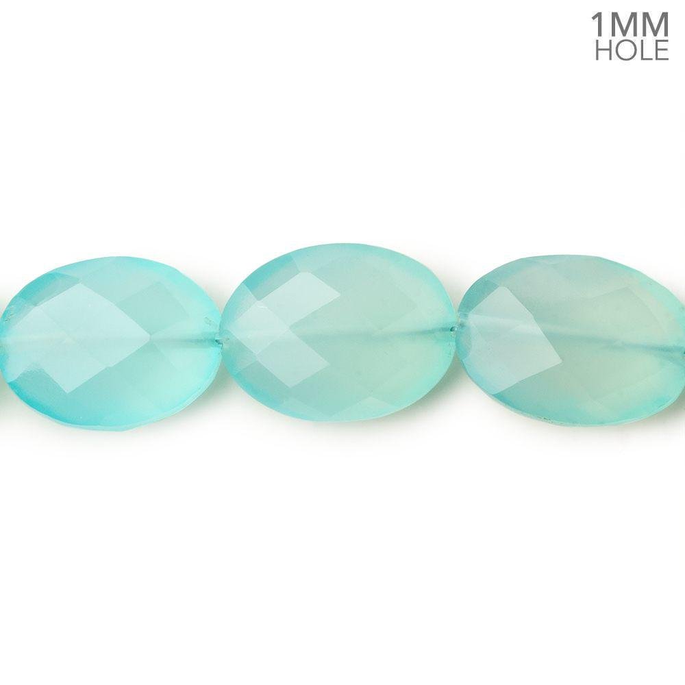 14x11mm Seafoam Blue Chalcedony straight drilled faceted ovals 8 inch 13pcs (ONLINE ORDER ONLY)