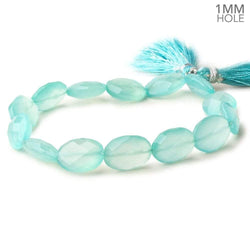 14x11mm Seafoam Blue Chalcedony straight drilled faceted ovals 8 inch 13pcs (ONLINE ORDER ONLY)