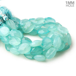 14x11mm Seafoam Blue Chalcedony straight drilled faceted ovals 8 inch 13pcs (ONLINE ORDER ONLY)