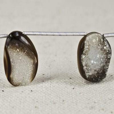 14x11-18x12mm Bi Color Agate Drusy Freeform Beads 7 pieces (ONLINE ORDER ONLY)