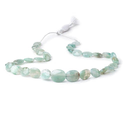 Natural Aqua Green Chalcedony Faceted Ovals 18 inch 31 Beads (ONLINE ORDER ONLY)