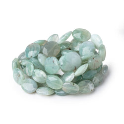 Natural Aqua Green Chalcedony Faceted Ovals 18 inch 31 Beads (ONLINE ORDER ONLY)