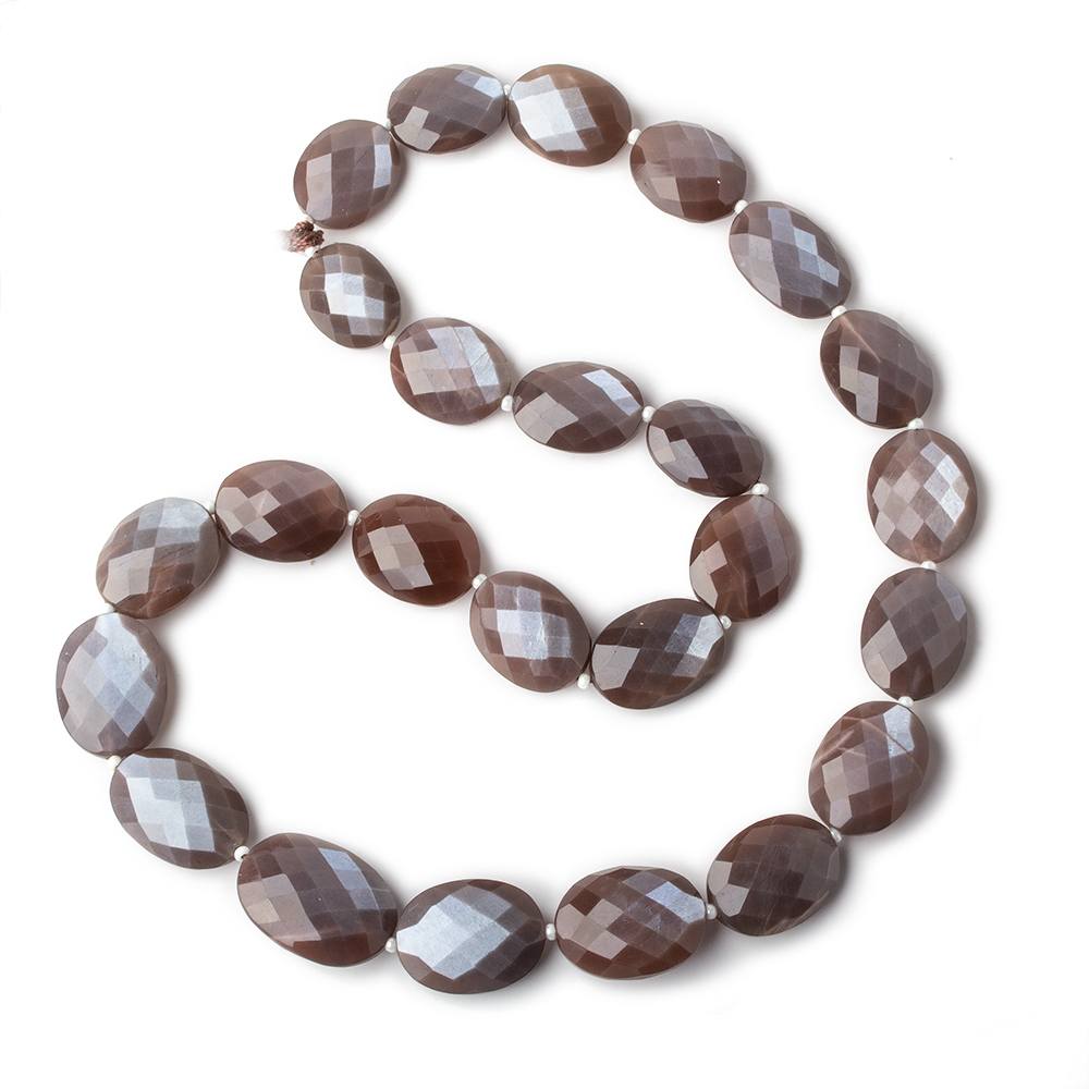 14x11-20x14mm Chocolate Brown Moonstone faceted ovals 16 inch 25 beads AA grade (ONLINE ORDER ONLY)