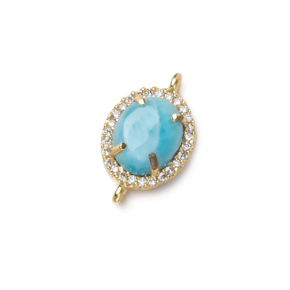 14x11mm Vermeil Bezel White CZ and Larimar Oval Connector 1 focal piece (ONLINE ORDER ONLY)