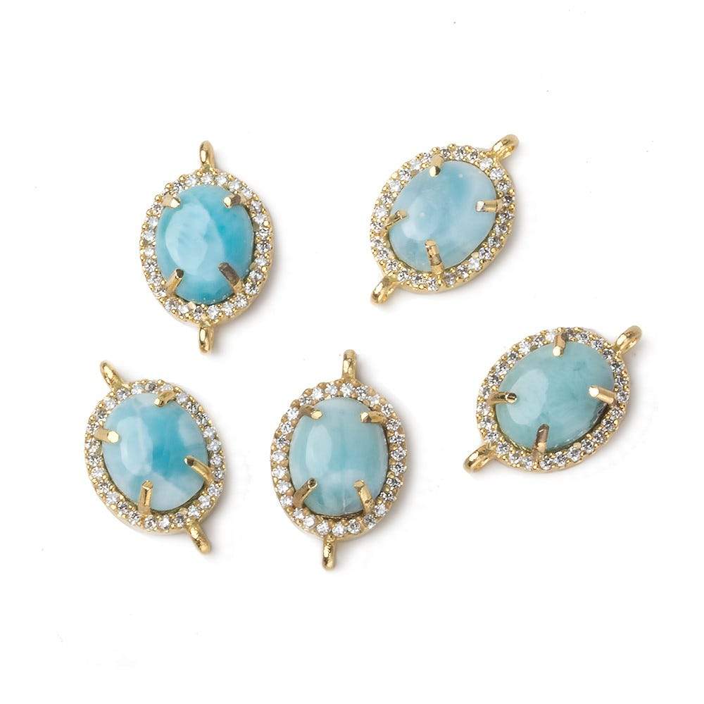 14x11mm Vermeil Bezel White CZ and Larimar Oval Connector 1 focal piece (ONLINE ORDER ONLY)
