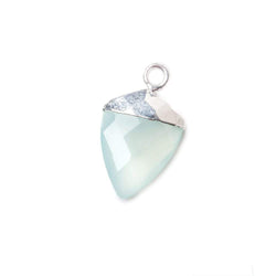 14x11mm Silver Leafed Seafoam Blue Chalcedony faceted Point Pendant 1 piece (ONLINE ORDER ONLY)