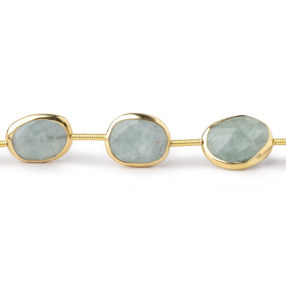 14x11mm Vermeil Bezel Aquamarine Faceted Nugget Beads 8 inch 10 pieces (ONLINE ORDER ONLY)
