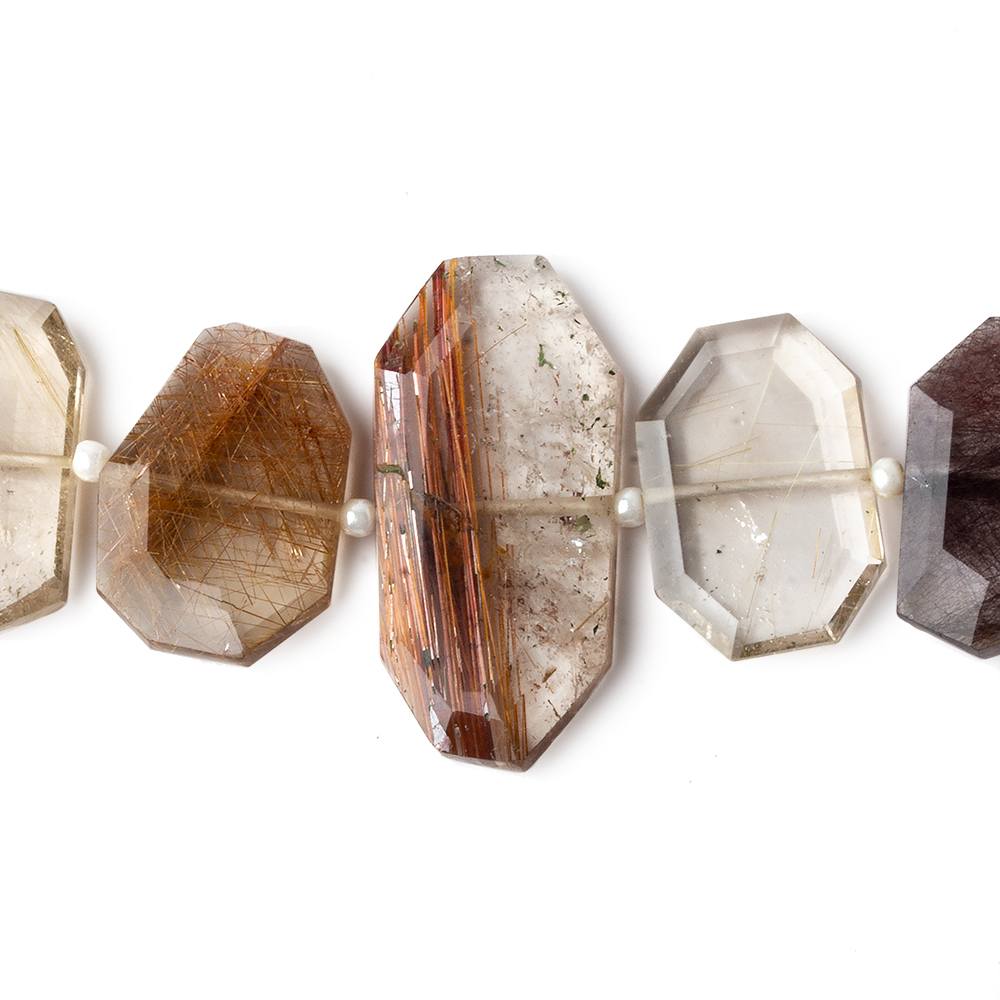 14x12-26x13mm Rutilated Quartz Side Drilled Bevel Faceted Flat Nuggets 18 inch 34 pieces AA (ONLINE ORDER ONLY)