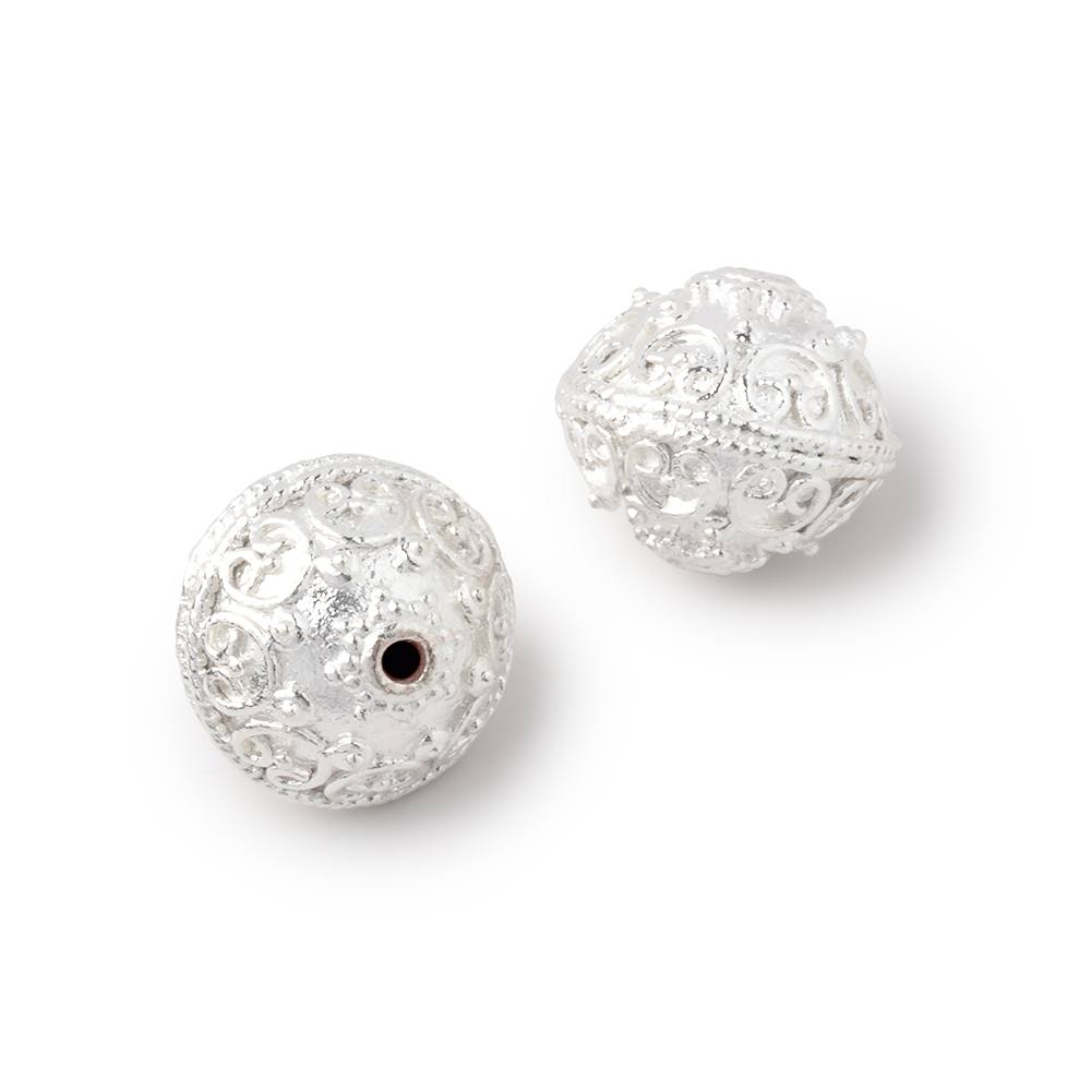 14x12.5mm Silver Plated Copper Bali Design Rondelle Set of 2 Beads (ONLINE ORDER ONLY)