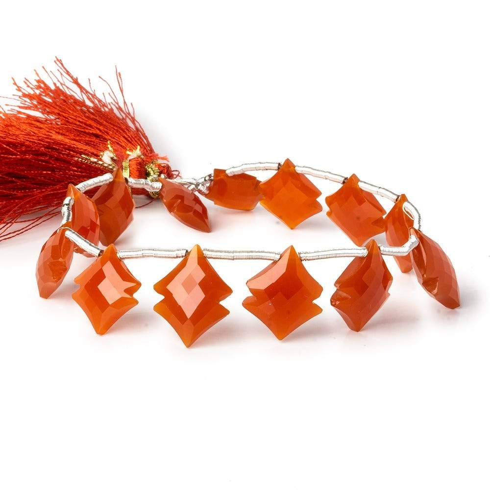 14x12mm - 17x13mm Carnelian faceted fancy shapes 8 inch 13 pieces (ONLINE ORDER ONLY)