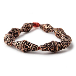 14x12mm Antiqued Copper Cone Granulated Bali Heart Design 8 in 14 pcs (ONLINE ORDER ONLY)
