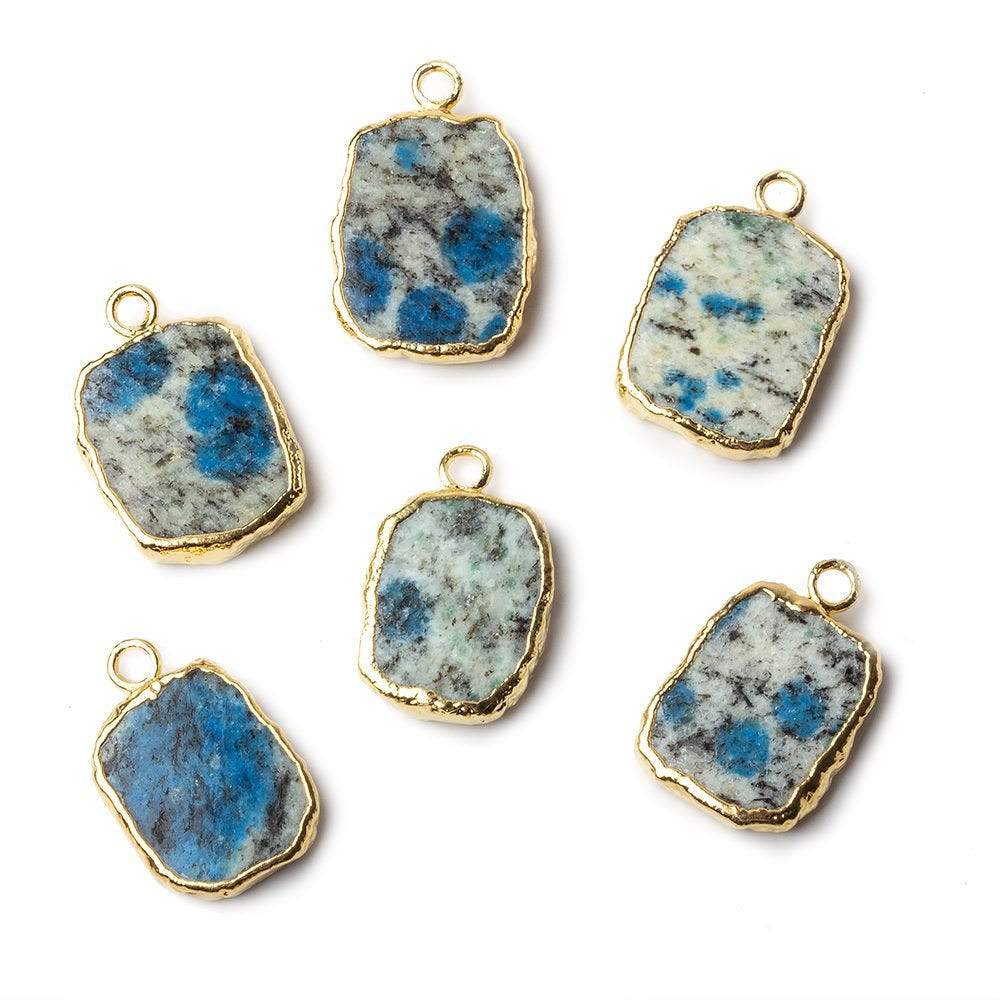 14x12mm Gold leafed K2 Azurite Granite "K2 Jasper" Slice Pendant 1 piece (ONLINE ORDER ONLY)