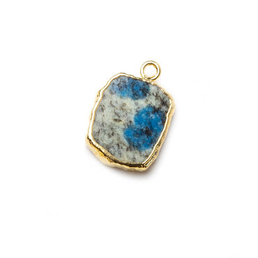 14x12mm Gold leafed K2 Azurite Granite "K2 Jasper" Slice Pendant 1 piece (ONLINE ORDER ONLY)
