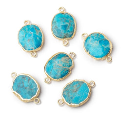 14x12mm Gold Leafed Turquoise Howlite Oval Slice Connector 1 piece (ONLINE ORDER ONLY)