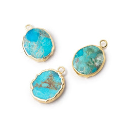14x12mm Gold Leafed Turquoise Howlite Oval Slice Pendant 1 piece (ONLINE ORDER ONLY)