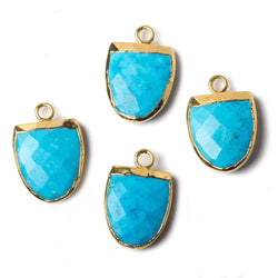 14x12mm Gold Leafed Turquoise Magnesite Half Oval Pendant 1 focal bead (ONLINE ORDER ONLY)