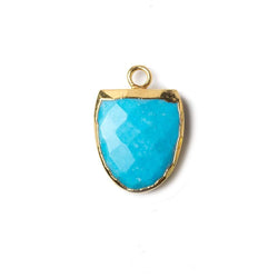 14x12mm Gold Leafed Turquoise Magnesite Half Oval Pendant 1 focal bead (ONLINE ORDER ONLY)