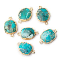 14x12mm Gold Leafed Turquoise Oval Slice Connector 1 piece (ONLINE ORDER ONLY)