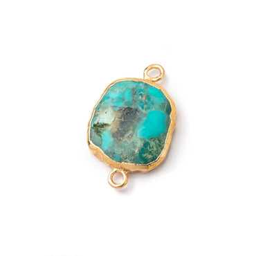 14x12mm Gold Leafed Turquoise Oval Slice Connector 1 piece (ONLINE ORDER ONLY)
